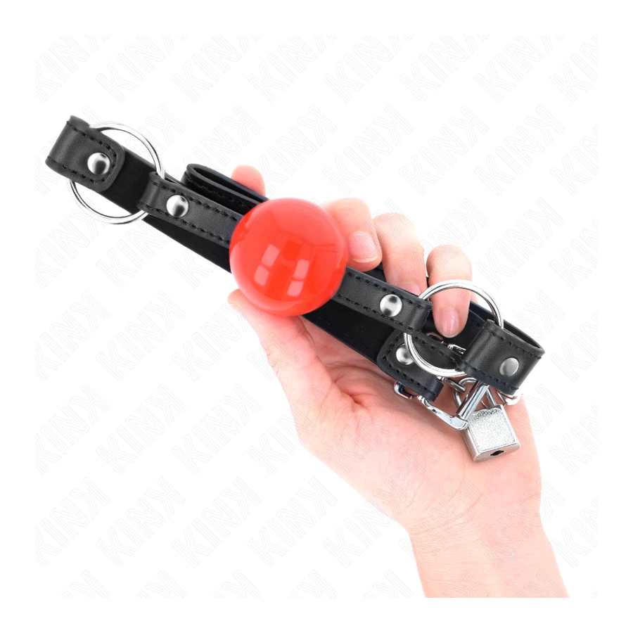 KINK - BALL 4 CM GAG CON SERRATURA SFERA ROSSA CINTURINO NERO 60 x 2 CM